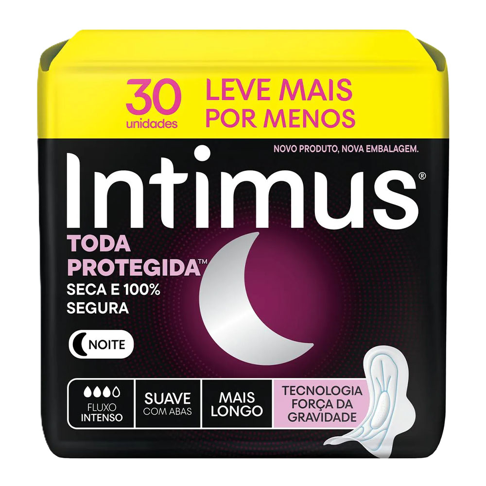 Absorvente Intimus Toda Protegida Noturno Suave com Abas 30 Unidades
