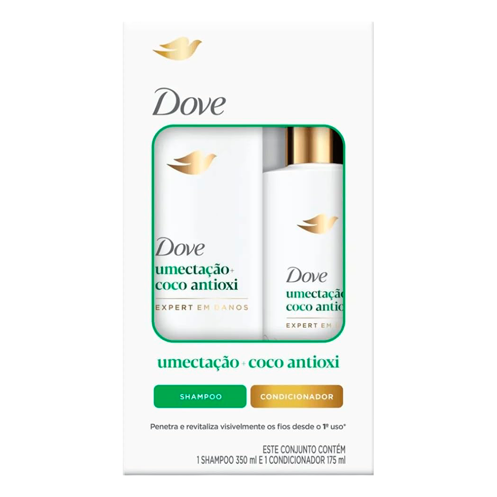 Kit Dove Umectação + Coco Antioxi Shampoo 350ml + Condicionador 175ml
