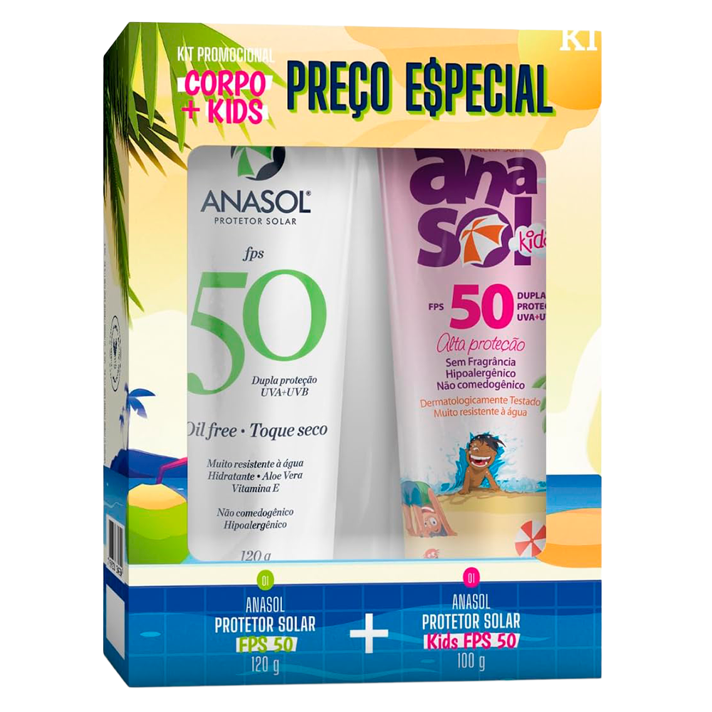 Kit Protetor Solar Anasol FPS50 120g + Kids FPS50 100g