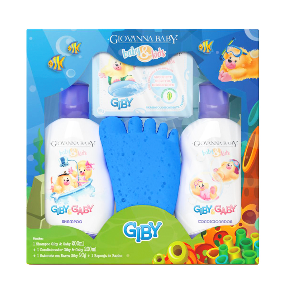 Kit Giovanna Baby Giby Shampoo 200ml + Condicionador 200ml + Sabonete 90g + Esponja