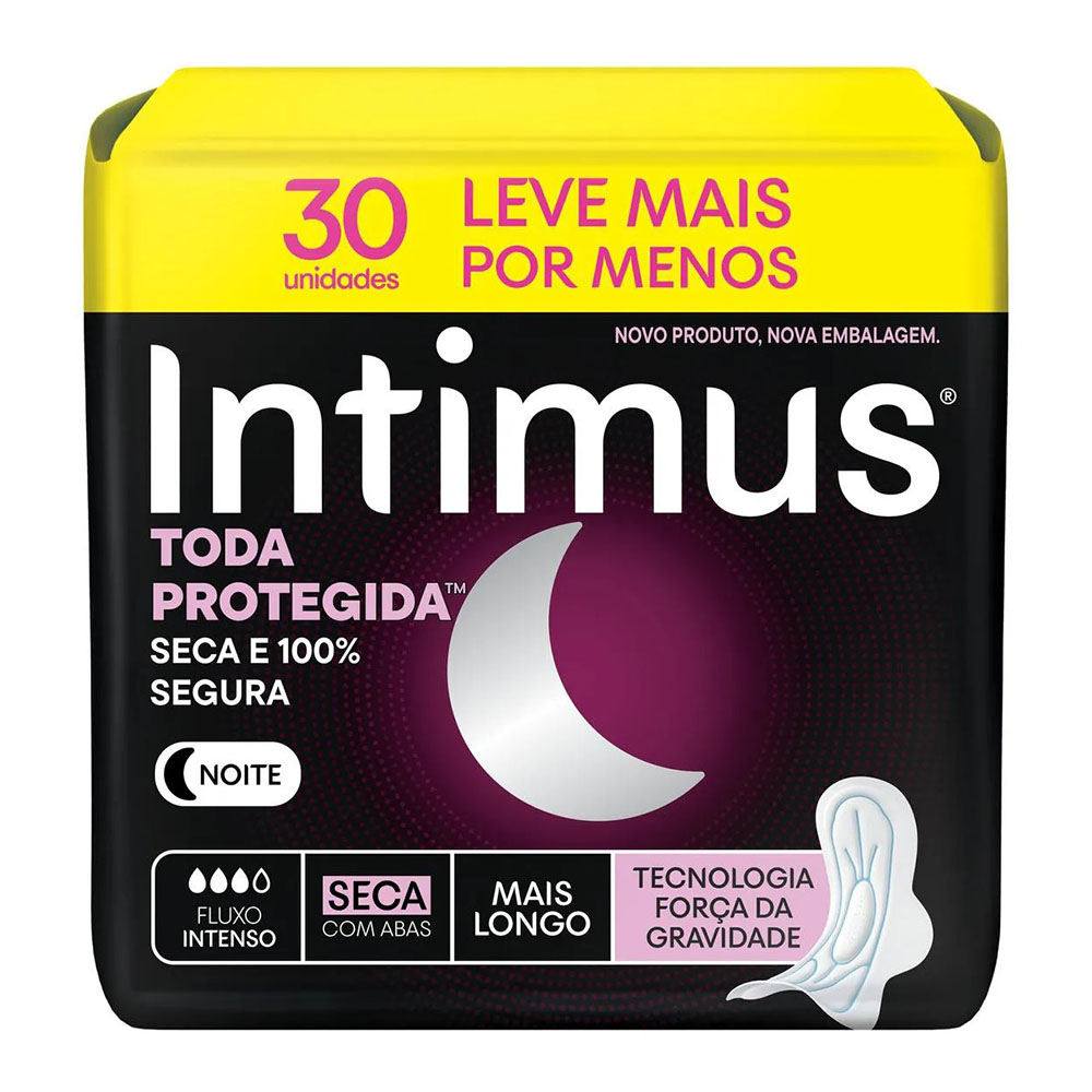 Absorvente Intimus Toda Protegida Noturno Seca com Abas com 30 Unidades
