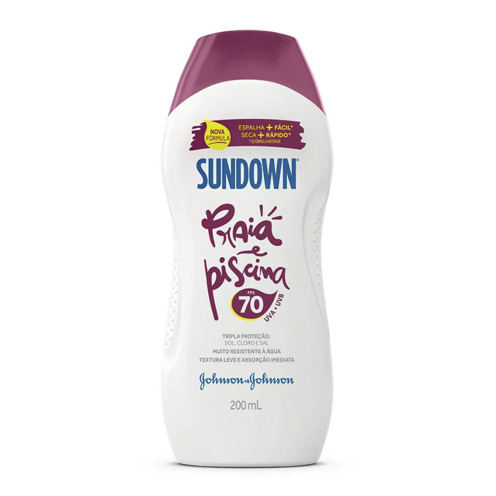 Protetor Solar Corpo e Rosto Praia e Piscina Fps 70 Sundown 200ml