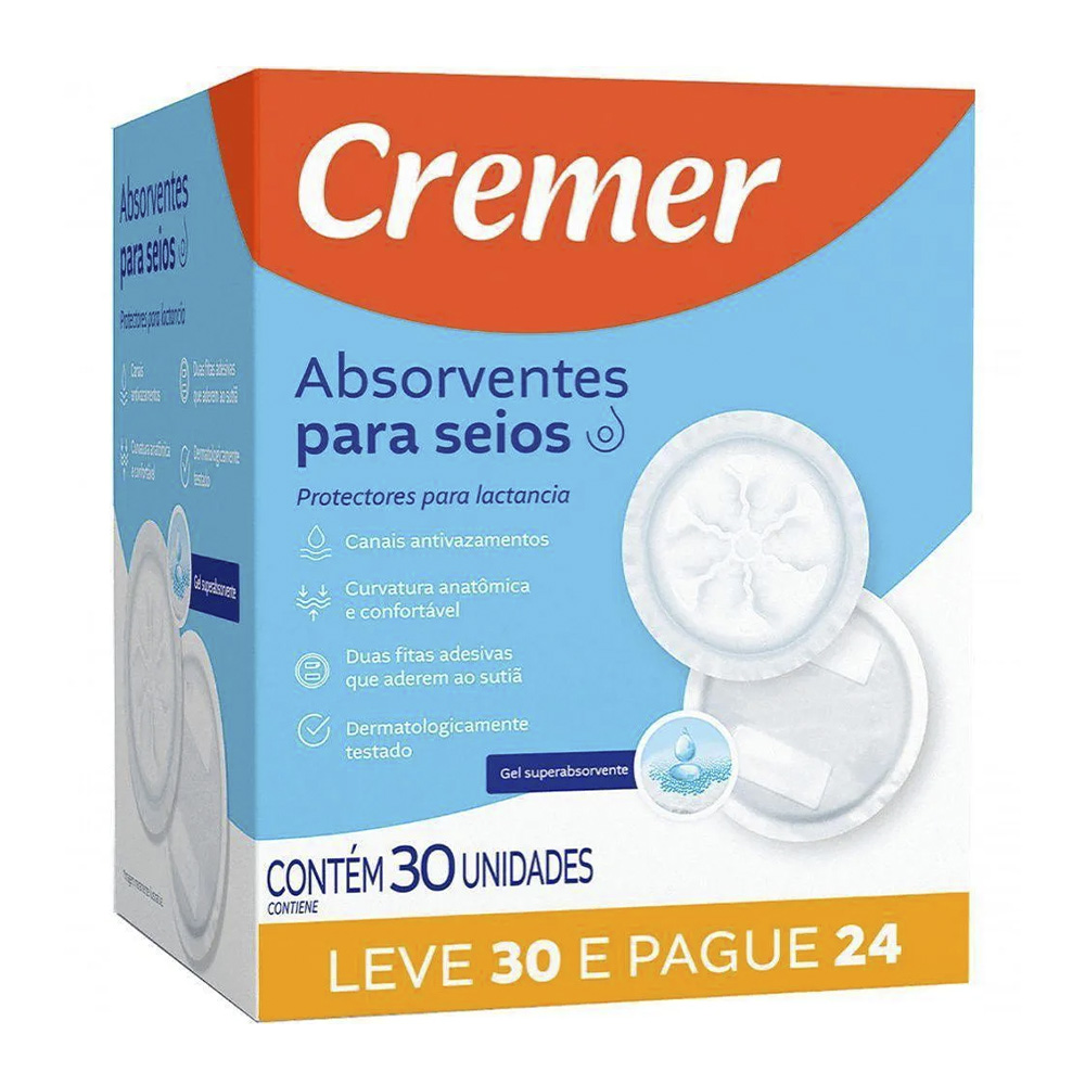 Absorventes para Seios Promocional Cremer Leve 30 Pague 24un