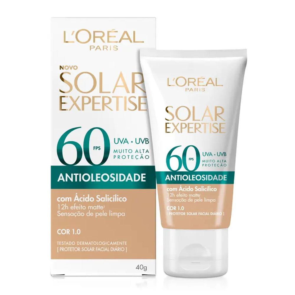 Protetor Solar Facial Expertise Antioleosidade FPS60 Cor 1.0 L'oréal 40g