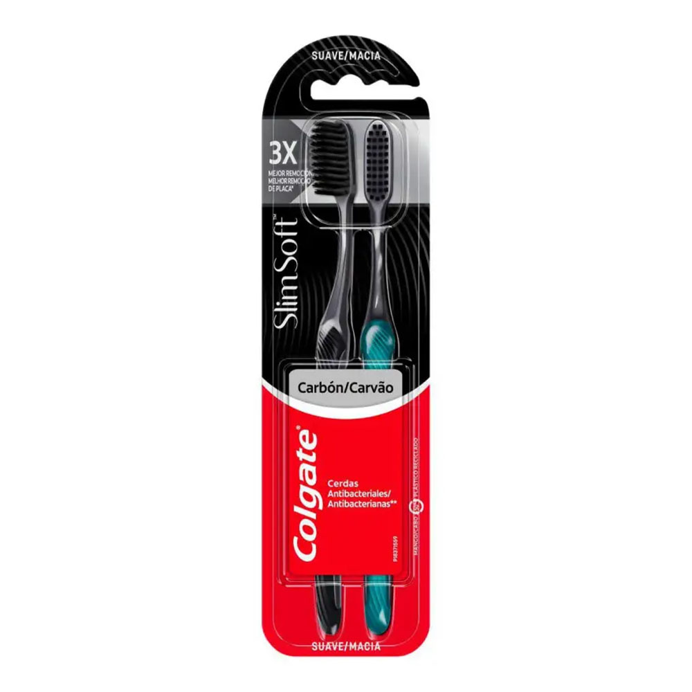 Escova de Dente Colgate Slim Soft Black 2 Unid