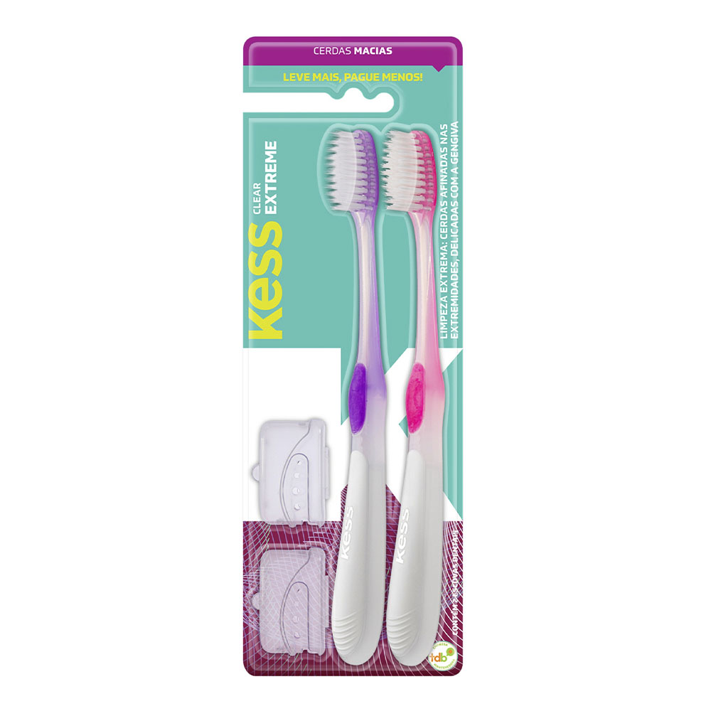 Escova Dental Kess Macia Leve 2 Pague 1 Cores Sortidas